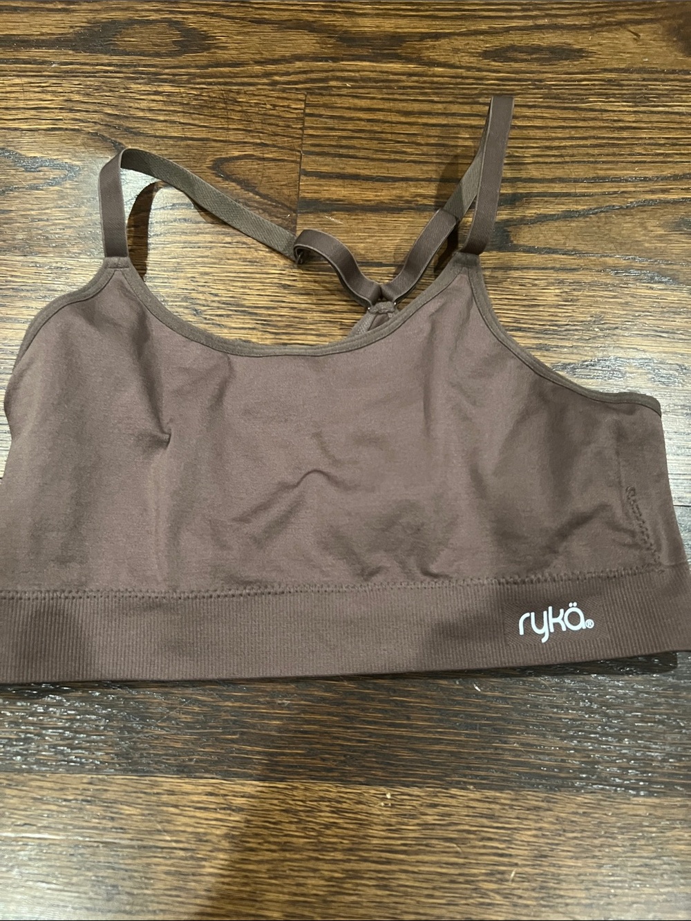 Ryka Brown Seamless Low-Impact Sports Bra with Adjustable Straps